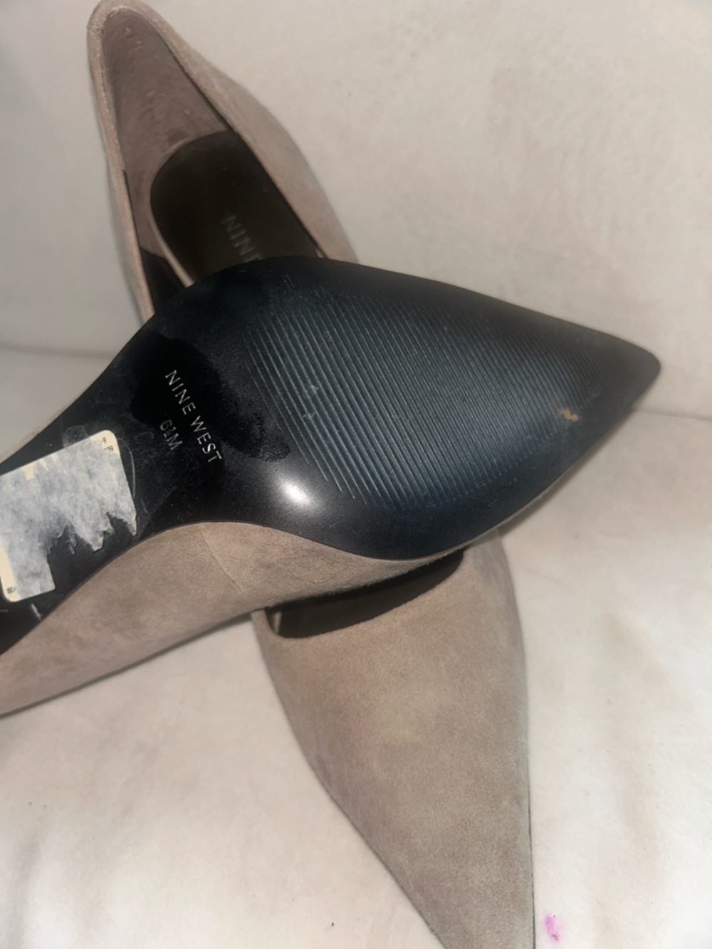 Nine West Taupe Suede Pointed Pumps - Picture 7 of 8